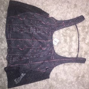 sheer grey crop top from hollister